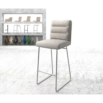 Barová židle DELIFE Barová židle Pela-Flex pruhy světle šedá tenká podnož nerezová ocel