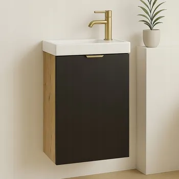 Koupelnový nábytek Koupelnová skříňka s umyvadlem 40 cm Černá/Dub artisan Orio
