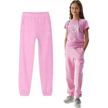 Dívčí sportovní tepláky 4F F600 56S bavlna růžové, velikost 134.