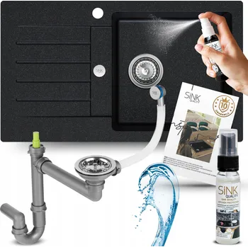 Granitový dřez Jednokomorový granitový dřez Sink Quality NATALIE, stříbrný