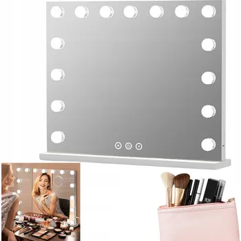 Zrcadlo ZRCADLO LED DO KOSMETICKÉHO STOLKU: HOLLYWOODSKÉ ŽÁROVKY, DOTYKOVÉ OVLÁDÁNÍ, 58X46 CM.