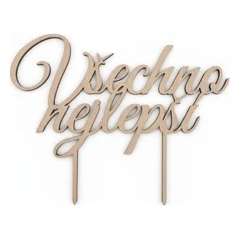 Dortová svíčka Dřevěný zápich Všechno nejlepší 20cm - I LOVE CAKES