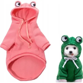Obleček pro psa KOSTÝM / PŘEVLEK PRO PSA KOČKU MIKINA S KAPUCÍ RŮŽOVÁ ŽÁBA S
