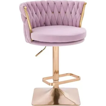 LuxuryForm DESIGN Barová židle LYON VELUR na zlaté hranaté podstavě - levandule