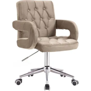 LuxuryForm DESIGN Kosmetická židle BOSTON VELUR na stříbrné podstavě s kolečky - latte