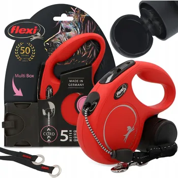 Vodítko pro psa Vodítko PSA AUTOMATICKÉ FLEXI Lanko 5m Zásobník 80x SÁČKY NA PSI EXKREMENTY 30