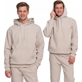 Pánská mikina PÁNSKÁ MIKINA KLOKANKA S KAPUCÍ MORAJ KLASICKÁ VELKÁ KAPSA BÉŽOVÁ XL