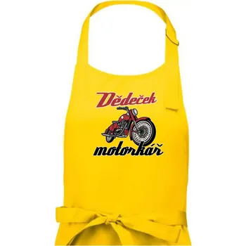 Kuchyňská zástěra Dědeček motorkář - Pánská zástěra na vaření - Univerzální velikost ( Žlutá )
