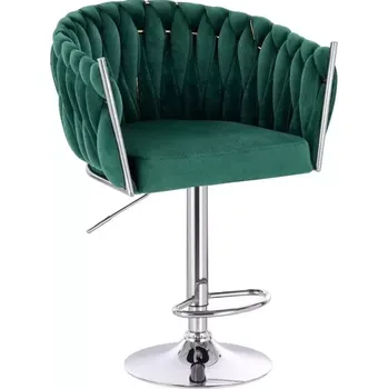 Jídelní židle LuxuryForm DESIGN Barová židle NORDEN VELUR na stříbrném talíři - zelená