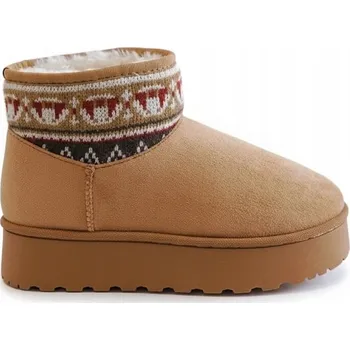 Dámská zimní obuv Kotníkové Boty zateplené sněhové boty Mukluki Zimní velmi teplé Camelové 39