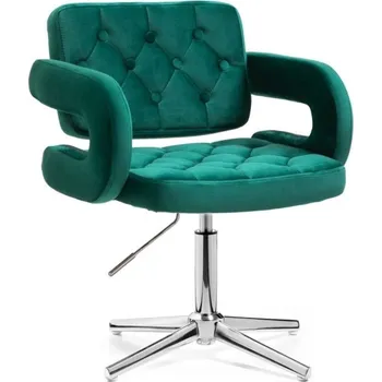 Jídelní židle LuxuryForm DESIGN Kosmetická židle ADRIA VELUR na stříbrném kříži - zelená