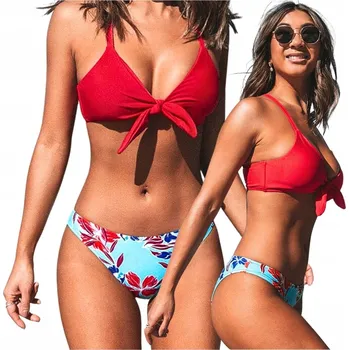 Dámské plavky PUSH UP DÍLNÉ PLAVKY ČERVENÉ KALHOTKY SEXY PODPRSENKA XL