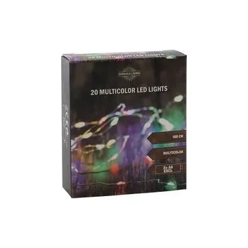 Vánoční dekorace ŘETĚZ 20 MULTILED, S ČASOVAČEM, 3XAAA, STŘÍBRNÁ