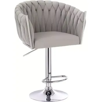 Jídelní židle LuxuryForm DESIGN Barová židle NORDEN VELUR na stříbrném talíři - světle šedá