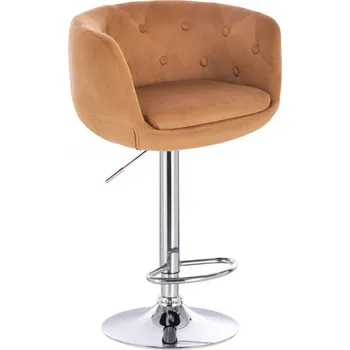 Barová židle LuxuryForm DESIGN Barová židle MONTANA VELUR na stříbrném talíři - medová