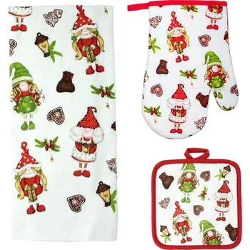 Kuchyňský set TORO elfíci - rukavice, chňapka, utěrka