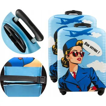 2x Obal / Chránič na kufr Sillar s motivem letušky 72x50x30cm