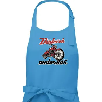 Kuchyňská zástěra Dědeček motorkář - Pánská zástěra na vaření - Univerzální velikost ( Světlý tyrkys )