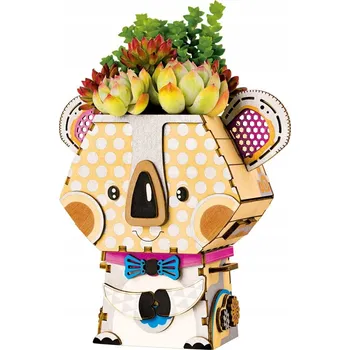 Obraz Květináč , dřevěný, vícebarevný Robotime 13,7 cm x 7,8 x 13,9 cm