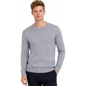 Pánský svetr Pánský svetr - B-6425 ŠEDÝ vlněný klasický elegantní hladký dárek