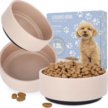 Miska pro psa VELKÁ MISKA PRO PSA 1,2l KERAMICKÁ Miska pro Štěňata PROTISKLUZOVÁ ODOLNÁ 8K