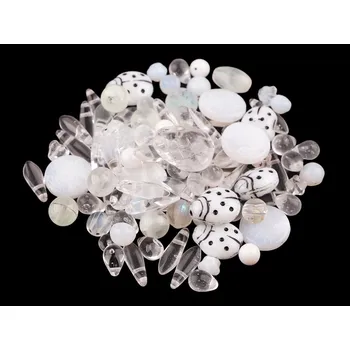 Dětské navlékací korálky Skleněné korálky ramš mačkanice 2. jakost, velké, 9 bílá