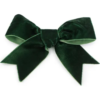 Vánoční dekorace Vánoční mašle sametová 11x9 cm, malé, 4 zelená tmavá