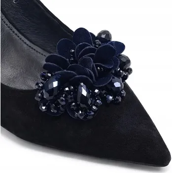 Obraz Klipsy na boty námořnická modrá květinové ozdoby, jemné, pár. Brož dB53