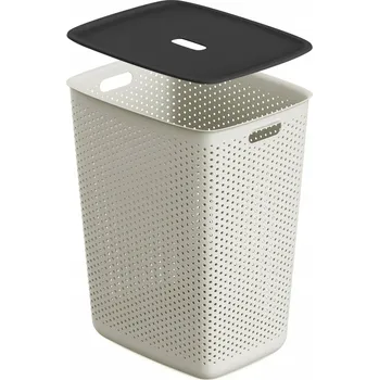 Volně stojící koš na prádlo MOXOM 60 l, béžový, bílý