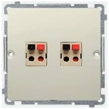 Elektrická zásuvka Dvojitá reproduktorová zásuvka béžová Simon BMGLP2.02/12