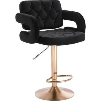 Barová židle LuxuryForm DESIGN Barová židle ADRIA VELUR na zlatém talíři - černá