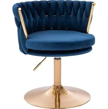 LuxuryForm DESIGN Kosmetická židle LYON VELUR na zlatém talíři - modrá