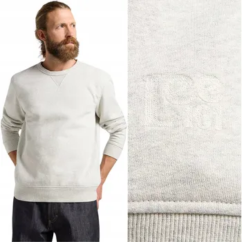 Pánská mikina Lee 101 SWEATSHIRT Sharp Grey Mele PREMIUM šedá bavlněná pánská mikina S