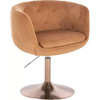 LuxuryForm DESIGN Kosmetické křeslo MONTANA VELUR na zlatém talíři - hnědé