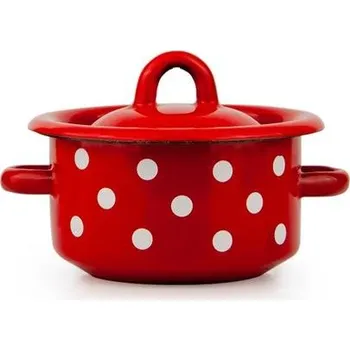 Hrnec Smaltovaný kastrol s poklicí 0,4l puntíky