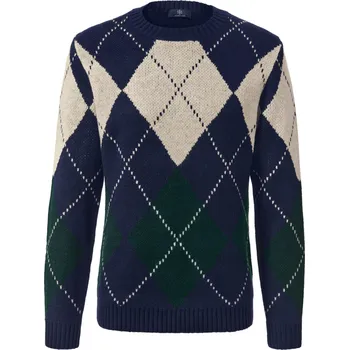 Dámský svetr 648638 - Tchibo - Pletený svetr přes hlavu - pro muže - vel. L 52/54 - barva: modrá/žakár