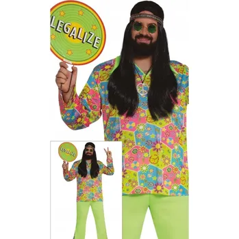 Karnevalový kostým KARNEVALOVÝ KOSTÝM HIPPIE KARNEVAL KOSTÝM PRO DOSPĚLÉ, KVĚTINOVÝ KOSTÝM XXL