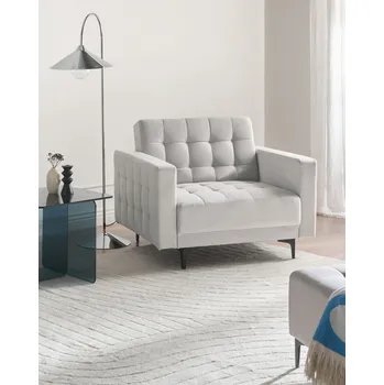 Křeslo Křeslo světle šedé látkové čalounění se sklopným opěradlem černé nohy boční područky moderní styl obývací pokoj Beliani