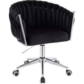 LuxuryForm DESIGN Kosmetická židle NORDEN VELUR na stříbrné podstavě s kolečky - černá