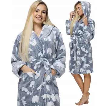 Dámské noční prádlo Plyšový župan s kapucí roztomilé hvězdy S/M G