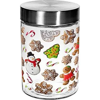 Skleněná dóza na cukroví TORO 1100ml perníčky