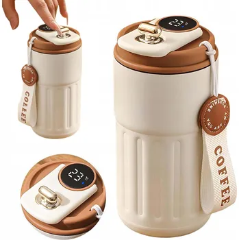 Termohrnek LCD TERMO HRNEK Z NEREZOVÉ OCELI 410ML + ŠŇŮRKA