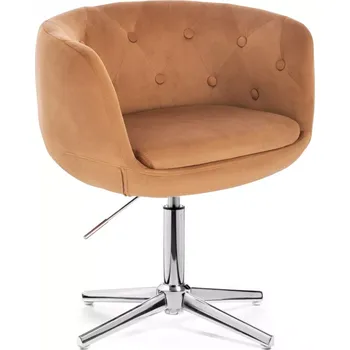 LuxuryForm DESIGN Kosmetické křeslo MONTANA VELUR na stříbrném kříži - hnědé