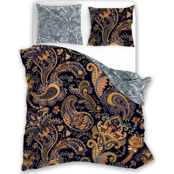 Povlečení Bavlněné saténové povlečení NOBILE 001 160x200 cm + 2x 70x80 cm černé/modré