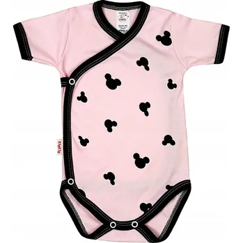 Zavinovací body s krátkým rukávem 100% Bavlna Myška RŮŽOVÁ vel. 74 KLEKLE