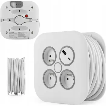 Napájecí kabel Prodlužovací Kabel na bubnu Plast-Rol 10 m, 3 ks, šedý