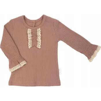 Dámská halenka Bavlněná halenka s dlouhým rukávem, žebrovaná Nicol, vel.