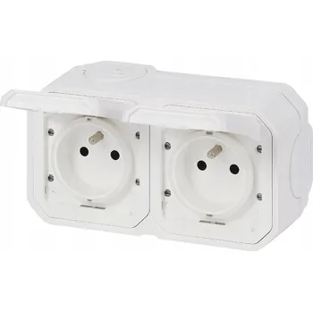 Elektrická zásuvka Plexo Zásuvka 2x2P+UZ vodorovná, nástěnná Bílá Legrand 069778L