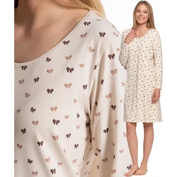 Dámská noční košile Noční Košile s dlouhým rukávem a mašlemi klasická MORAJ S