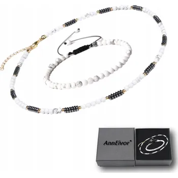 Náramek Sada Náhrdelník Choker Náramek Přírodní Kámen Bílý Howlit 4 mm